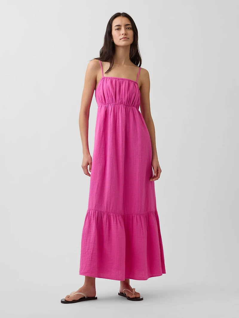 Cotton Gauze Tiered Empire Waist Dress