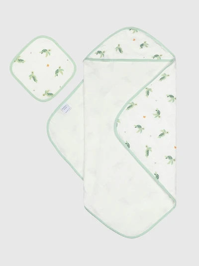 Bamboo Little Turtle Hooded Towel Set