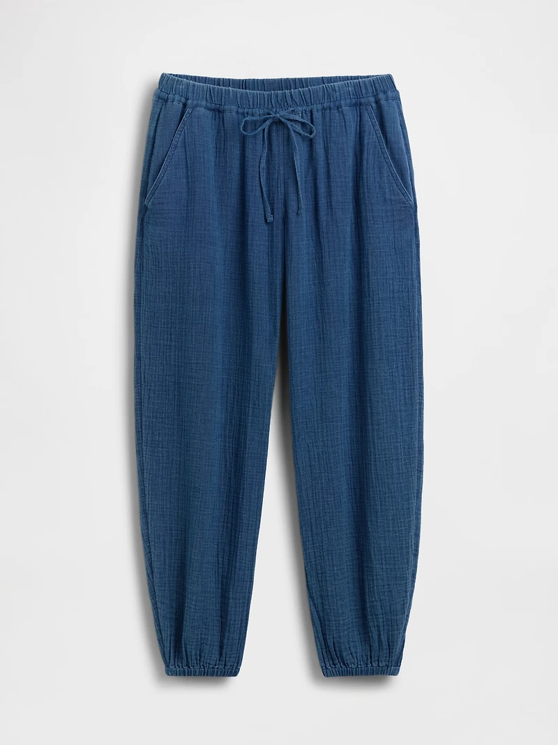 Cotton Gauze Denim Easy Barrel Joggers