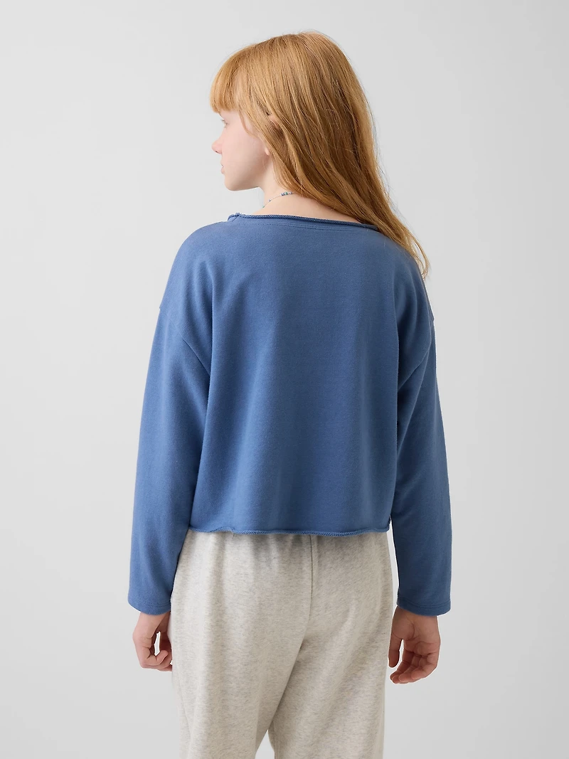 Kids French Terry Wide-Neck Logo Sweatshirt