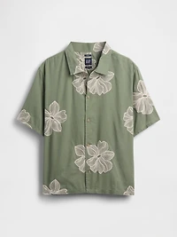 Linen-Cotton Relaxed Straight-Hem Shirt