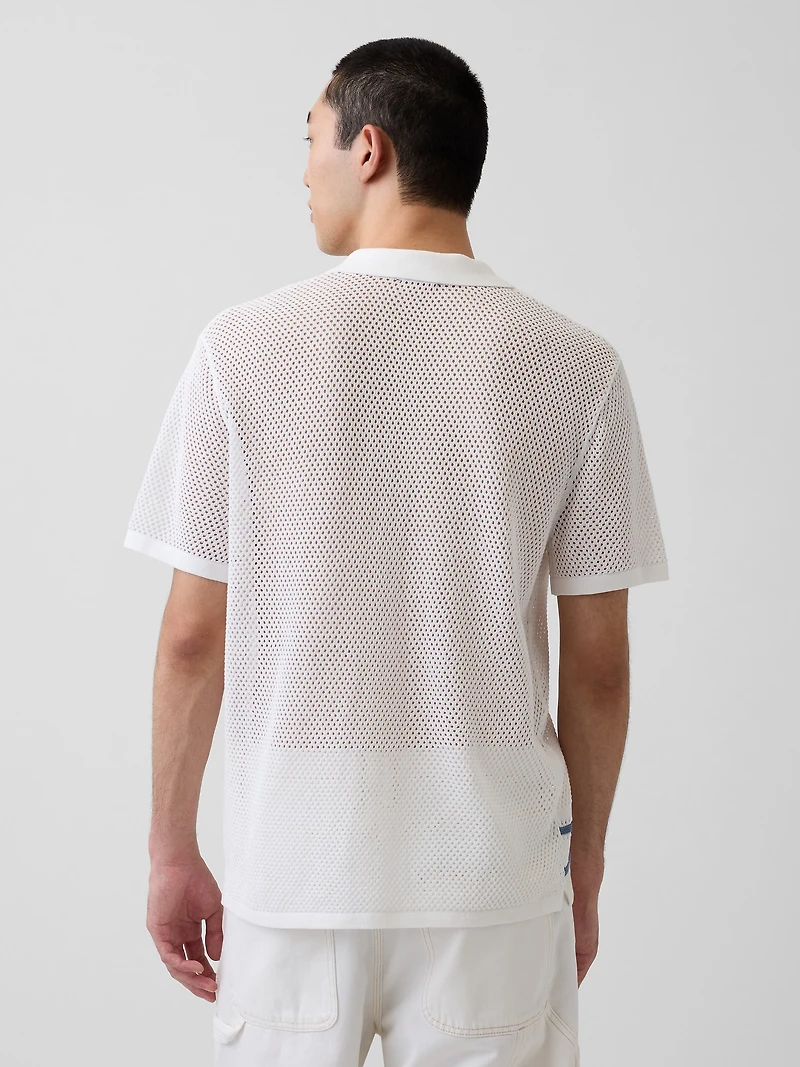 Stripe Camp Collar Sweater Shirt