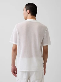 Stripe Camp Collar Sweater Shirt