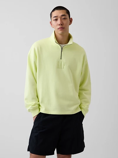 Heavyweight Oversized Logo Quarter-Zip Pullover
