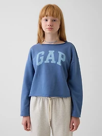 Kids French Terry Wide-Neck Logo Sweatshirt