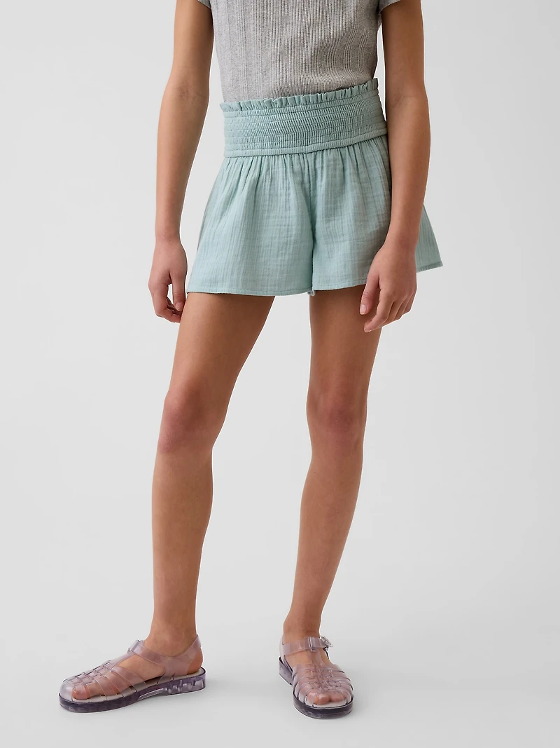 Kids Cotton Gauze Butterfly-Hem Shorts