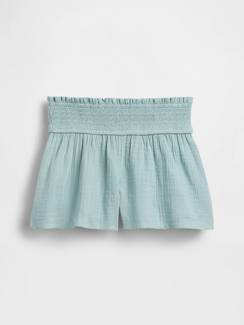 Kids Cotton Gauze Butterfly-Hem Shorts