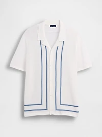 Stripe Camp Collar Sweater Shirt