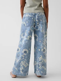 Kids Low Rise Floral Baggy Jeans