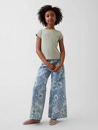 Kids Low Rise Floral Baggy Jeans