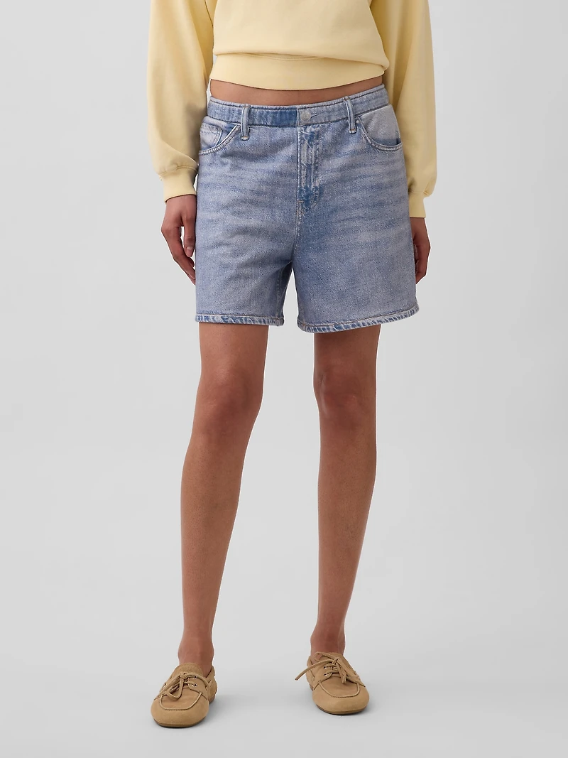 5" Mid Rise Printed Knit Denim Easy Shorts