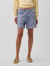 5" Mid Rise Printed Knit Denim Easy Shorts