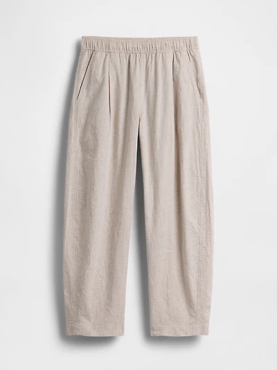 Linen-Blend Easy Barrel Pants