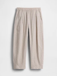 Linen-Blend Easy Barrel Pants