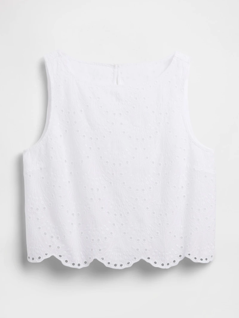 Eyelet Crop Shell Tank Top