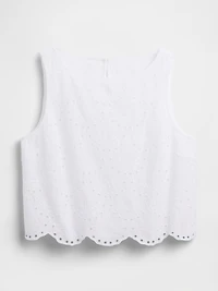 Eyelet Crop Shell Tank Top
