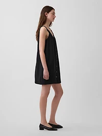 Scoop Neck Button-Front Mini Dress