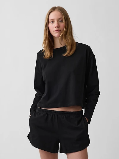 Knit Oversized Crop T-Shirt