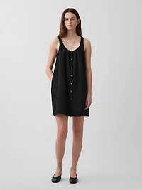 Scoop Neck Button-Front Mini Dress