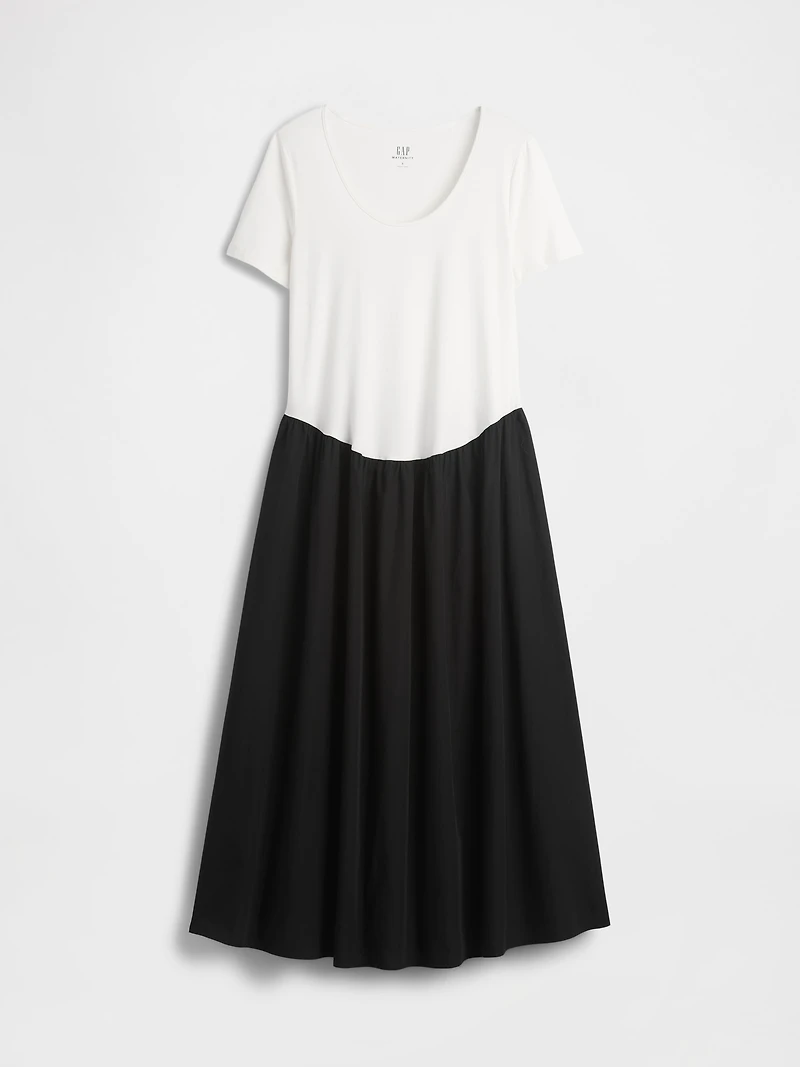 Maternity Mixed Media Drop-Waist Dress