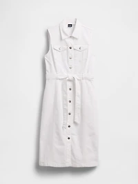 Denim Tie-Belt Midi Dress