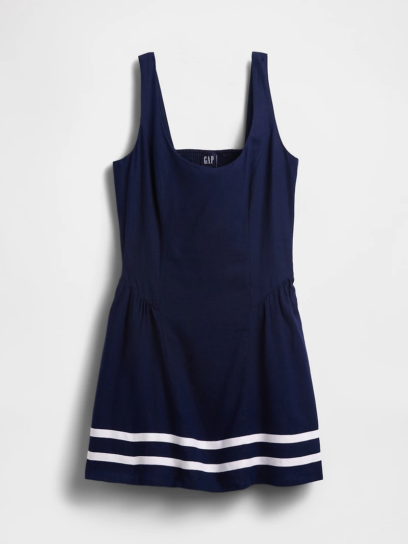 Linen-Blend Drop-Waist Mini Dress