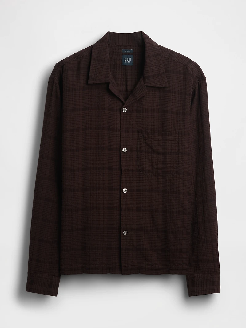 Relaxed Straight-Hem Seersucker Shirt