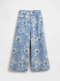 Kids Low Rise Floral Baggy Jeans