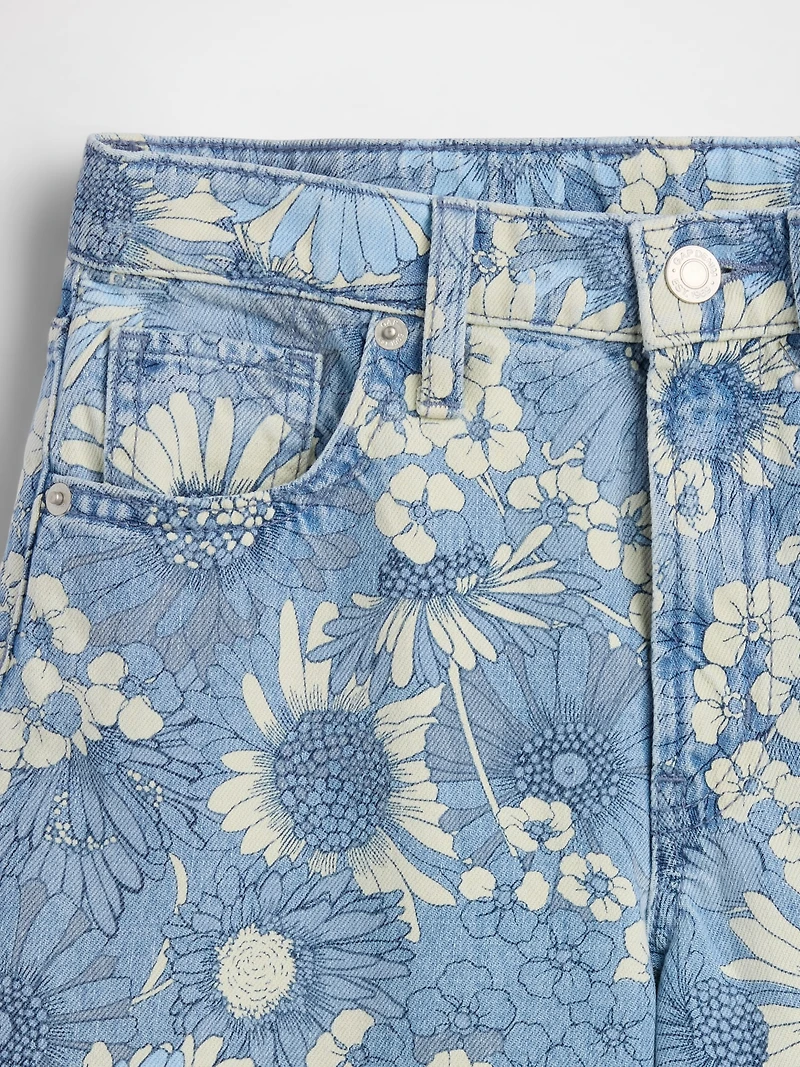 Kids Low Rise Floral Baggy Jeans