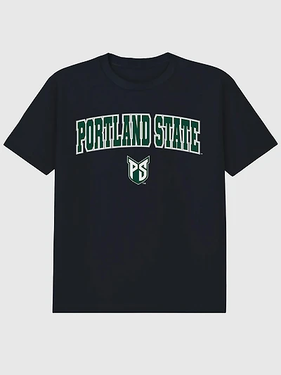 Portland State University Arch Logo Black Graphic T-Shirt
