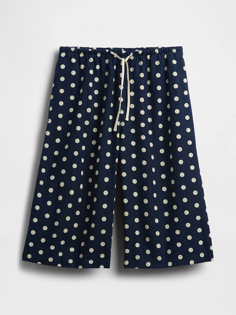 Linen-Blend Relaxed Easy Culotte Pants