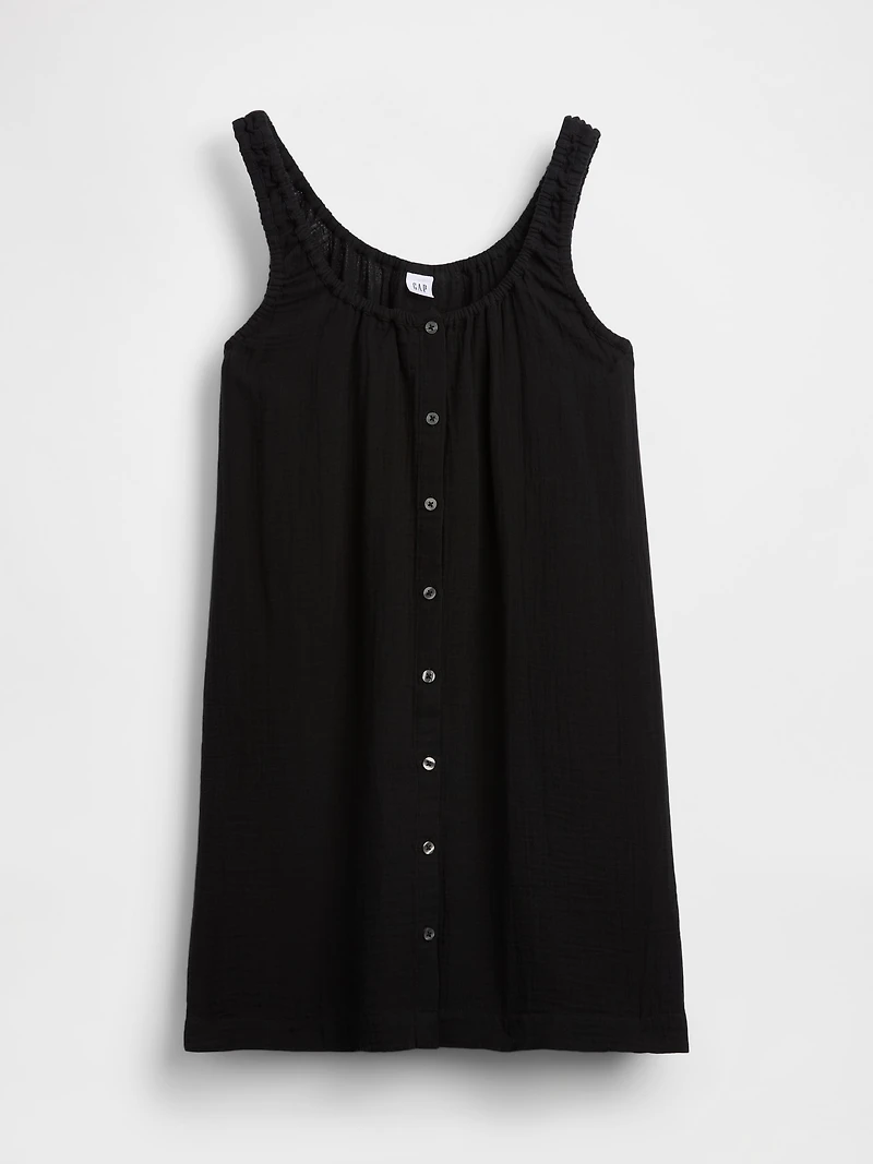 Scoop Neck Button-Front Mini Dress