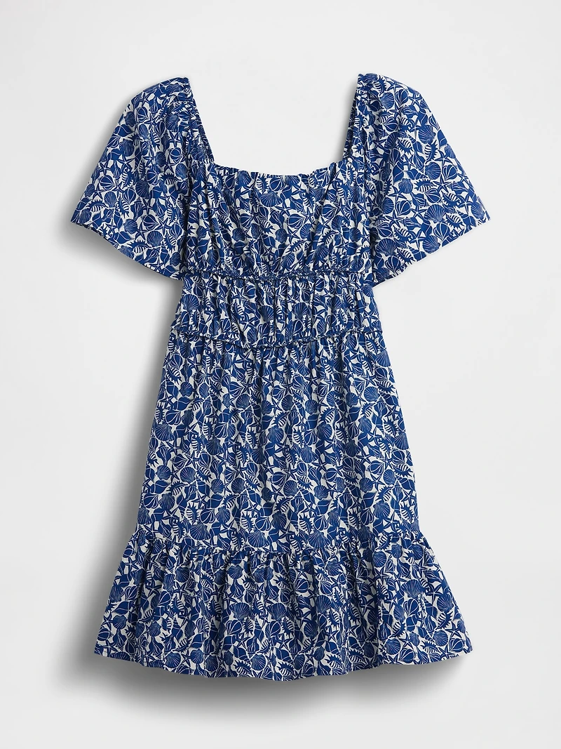 Poplin Flutter-Sleeve Mini Dress