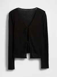 Linen-Blend Tie-Front Cardigan