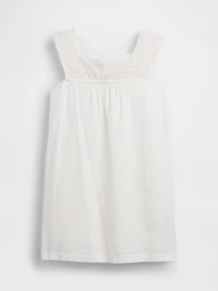 Linen-Blend Crochet Yoke Mini Dress