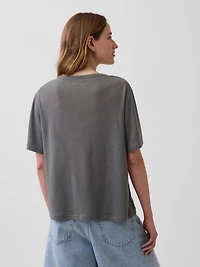 Linen-Blend Relaxed V-Neck T-Shirt