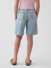 Kids Mid Rise Longline Denim Shorts