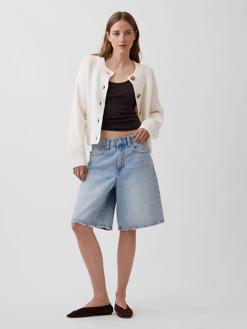 CashSoft Oversized Shaker-Stitch Cardigan