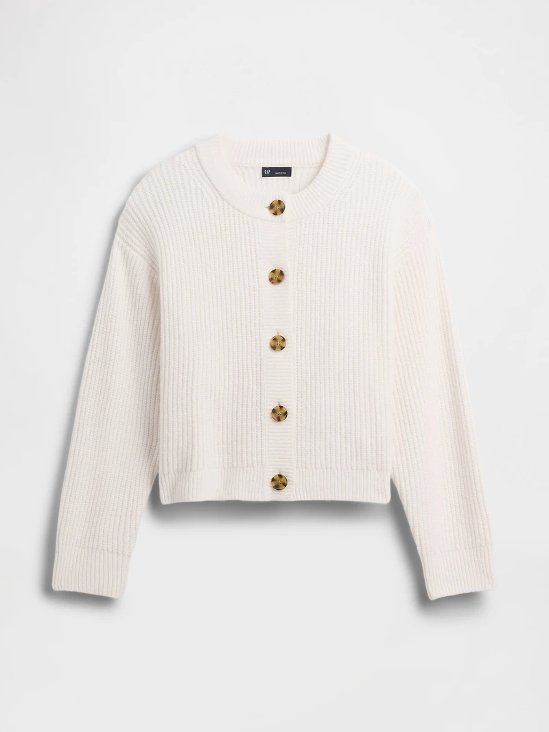 CashSoft Oversized Shaker-Stitch Cardigan