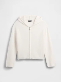 CashSoft Oversized Shaker-Stitch Zip Hoodie