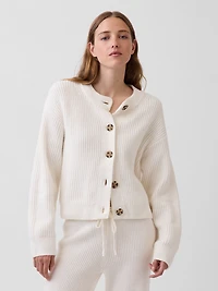 CashSoft Oversized Shaker-Stitch Cardigan