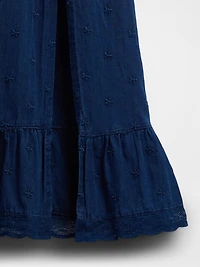 Embroidered Puff-Sleeve Maxi Dress