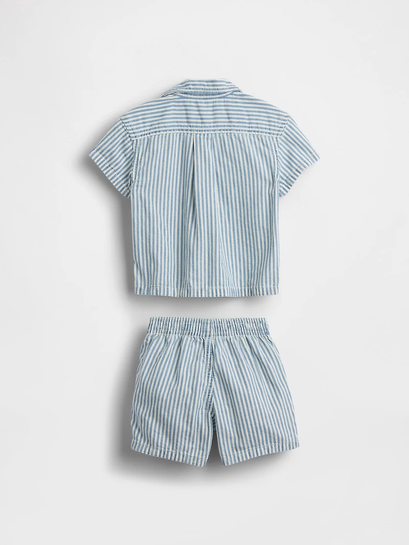 Baby Denim Stripe Outfit Set
