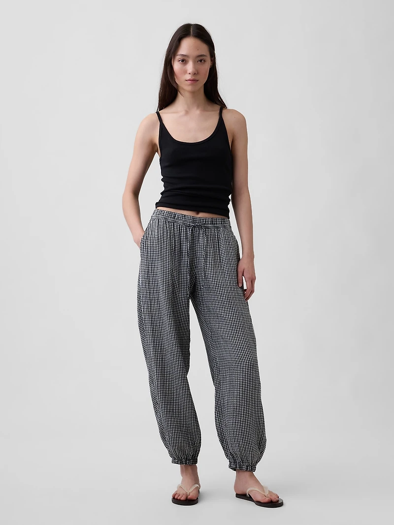 Cotton Gauze Denim Easy Barrel Joggers