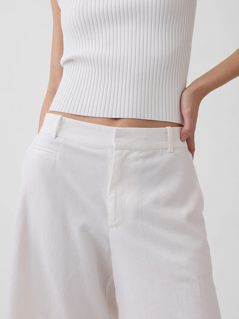 9" Low Rise Linen-Blend Trouser Shorts