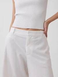 9" Low Rise Linen-Blend Trouser Shorts