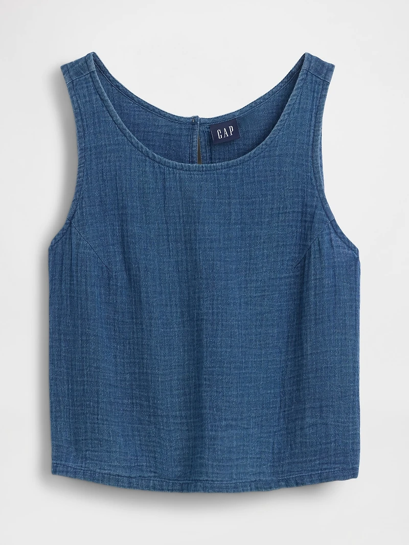 Cotton Gauze Denim Shell Tank Top