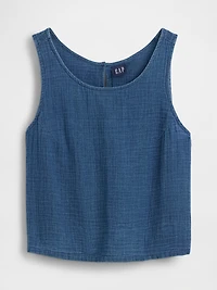 Cotton Gauze Denim Shell Tank Top