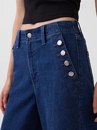 High Rise Stride Wide-Leg Ankle Sailor Jeans