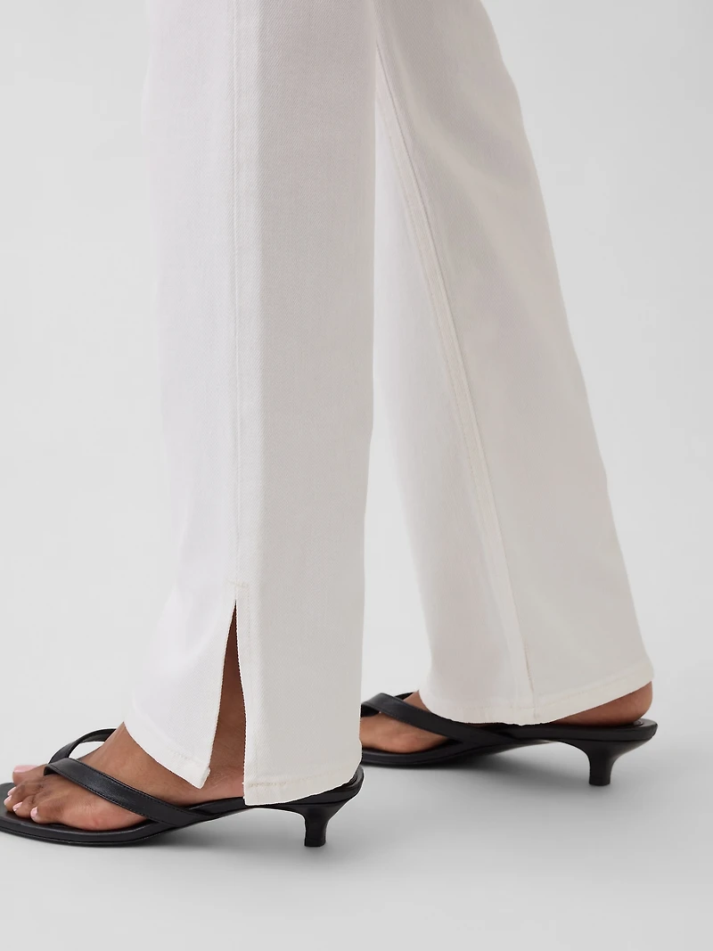 Mid Rise Split-Hem Straight Jeans